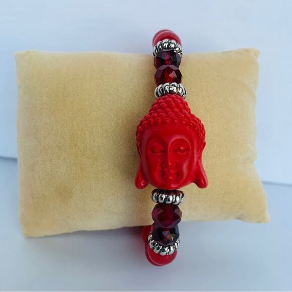 NEW Cinnabar Carnelian Buddha Bracelet - Picture 2 of 9